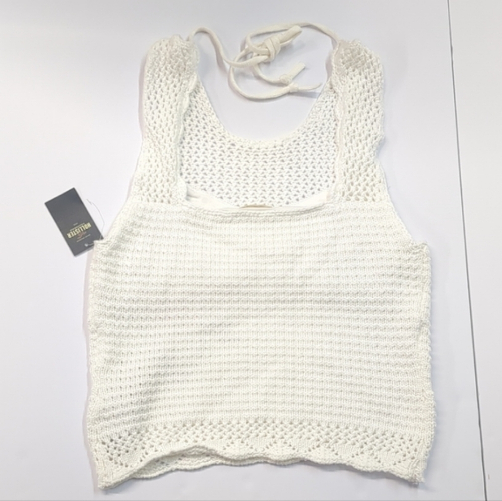 Hollister White Knit Embroidered Halter Top NWT - Picture 2 of 5